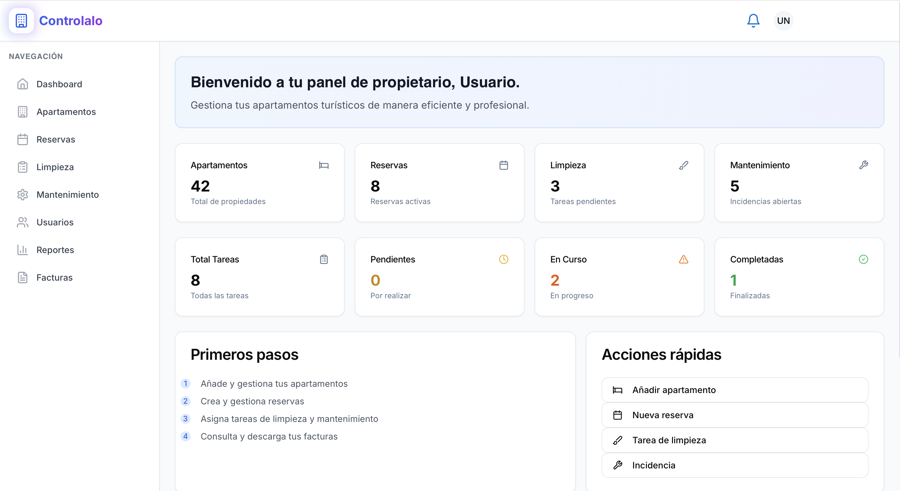 Dashboard de Controlalo